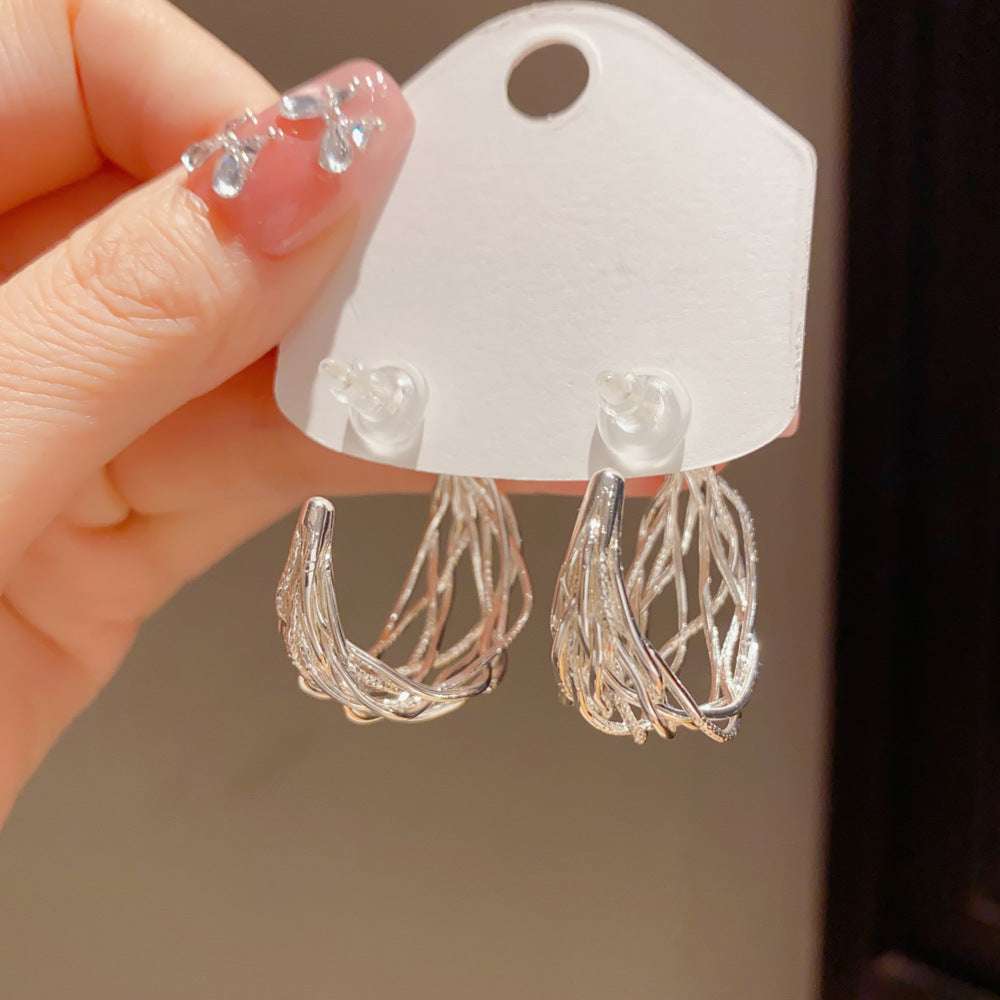 Eaioncol Geometric Line Hoop Earrings Gold Silver
