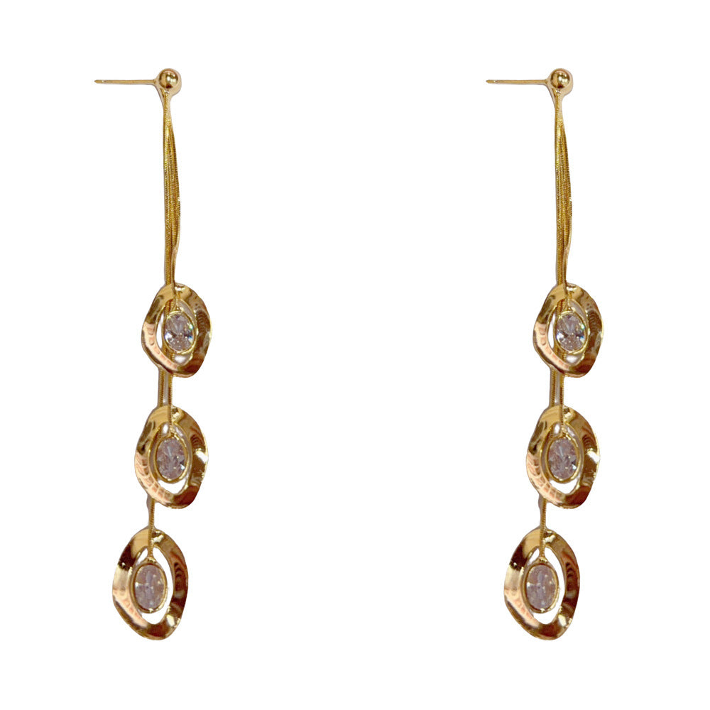 Eaioncol CZ Circle Tassel Earrings 18K Gold & Silver Plated