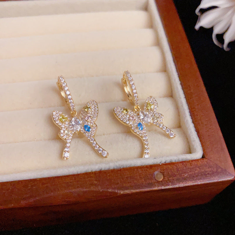 Elegant Full-Zircon Butterfly Ear Cuff Earrings – Animal Design