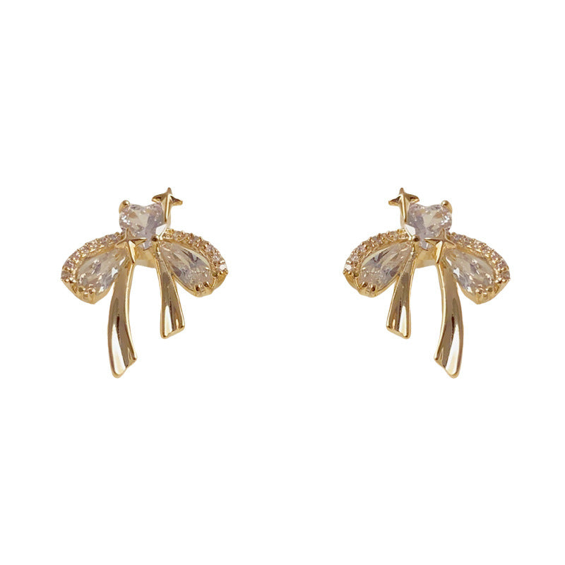 Luxury Full Pave Rhinestone Bow Stud Earrings – Elegant Design