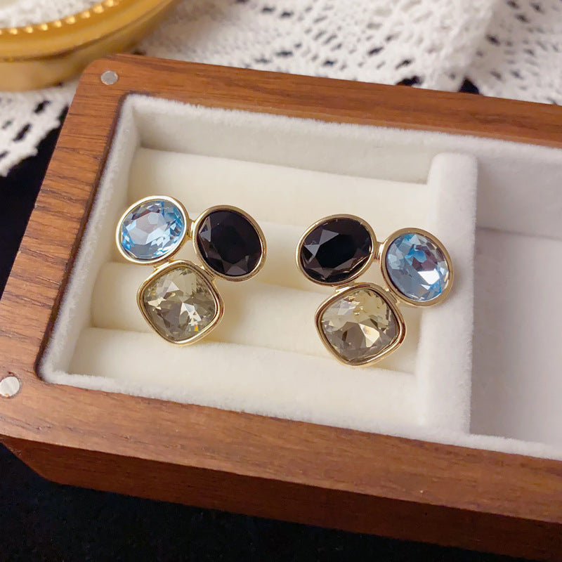 Luxury Colorful Geometric Zircon Earrings – Elegant Design