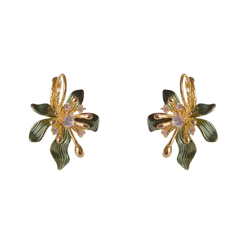 Elegant Zircon Metal Petal Ear Cuff Earrings – Floral Design