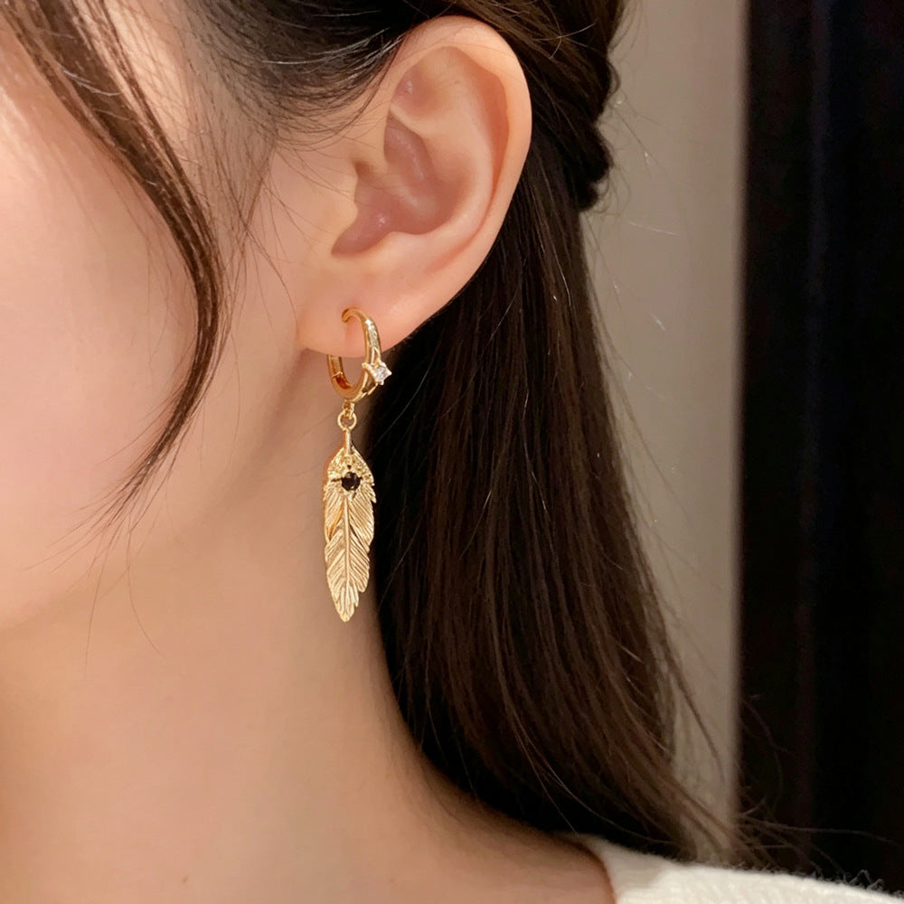 Eaioncol Feather Tassel Hoop Earrings 14K Gold & Silver Plated