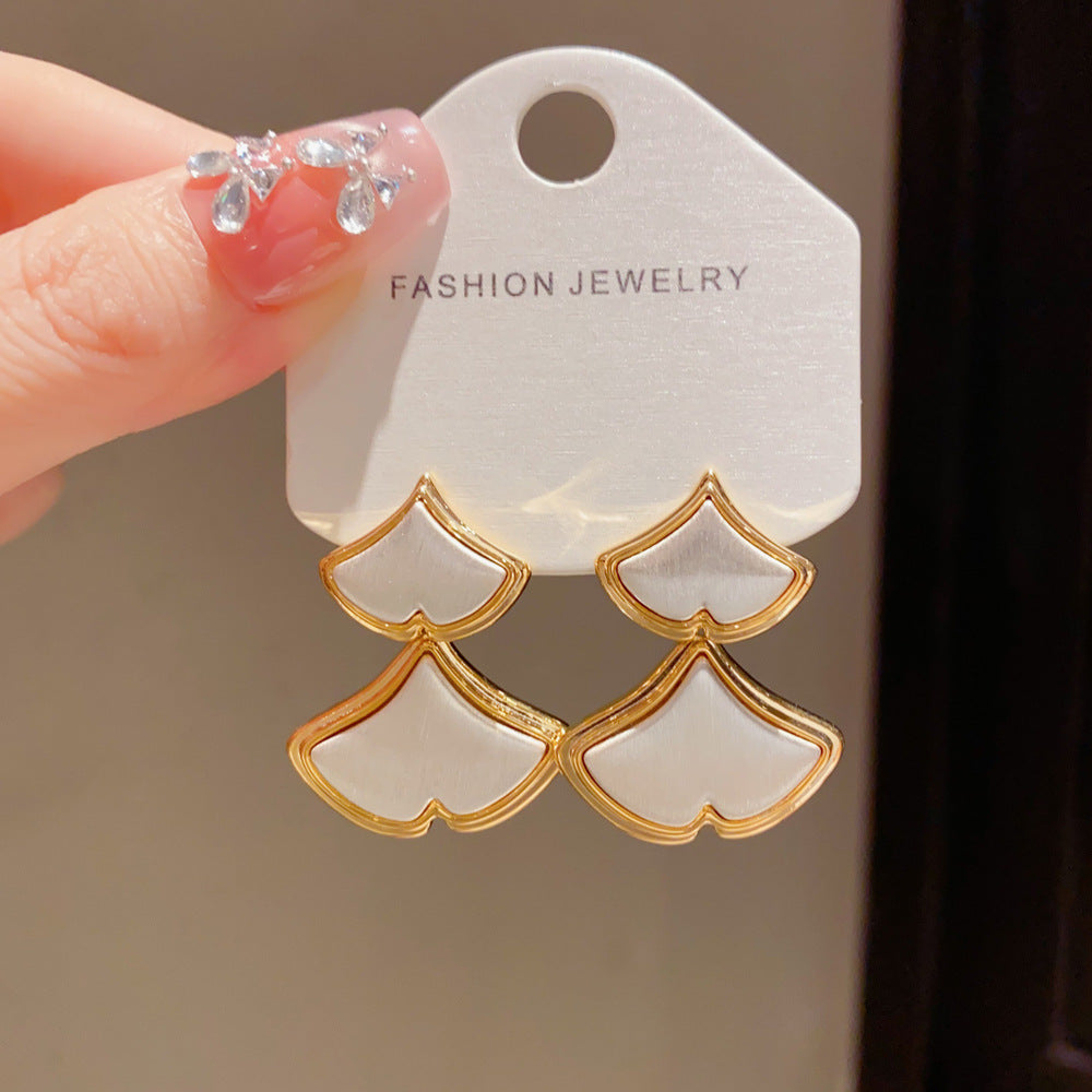 Eaioncol Two-Tone Ginkgo Leaf Earrings 14K Gold & Silver Plated