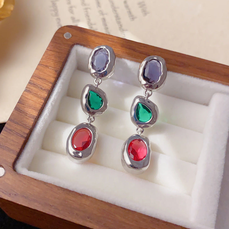 Elegant Irregular Colorful Tassel Earrings – Geometric Design