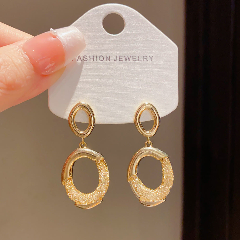 Eaioncol Mesh Geometric Drop Earrings Gold Silver