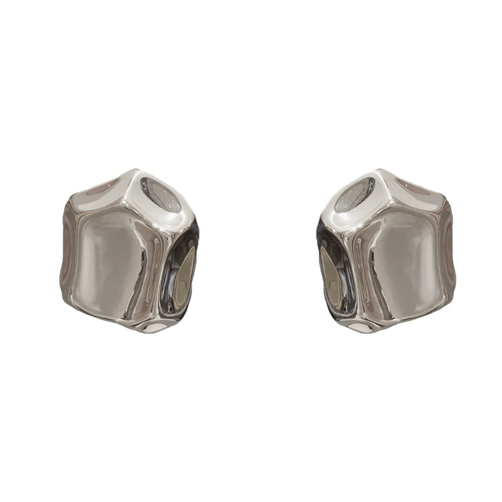 Eaioncol Geometric Square Stud Earrings 18K Gold Silver