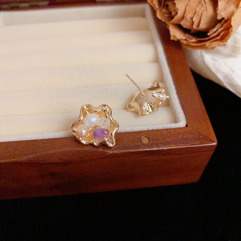 Handcrafted Irregular Freshwater Pearl Stud Earrings – Elegant Design