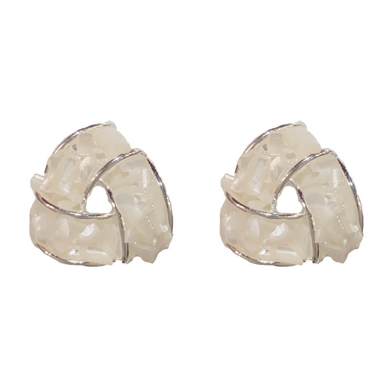 Eaioncol Cutout Triangle Crystal Stud Earrings Purple