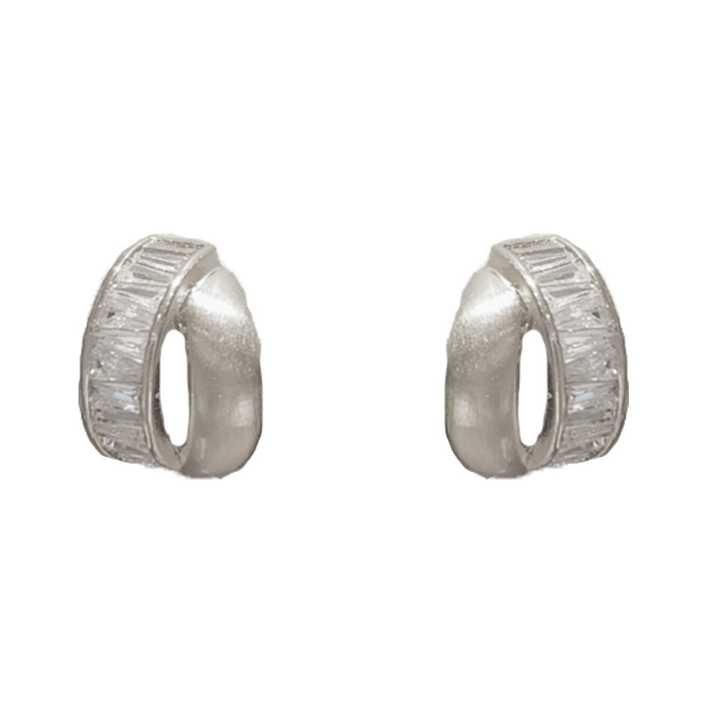Eaioncol Geometric CZ Stud Earrings Gold Silver