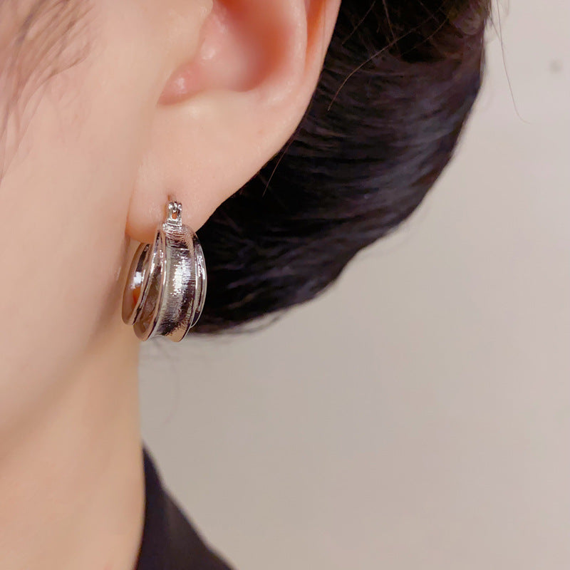 Eaioncol Geometric Metal Hoop Earrings Gold Silver