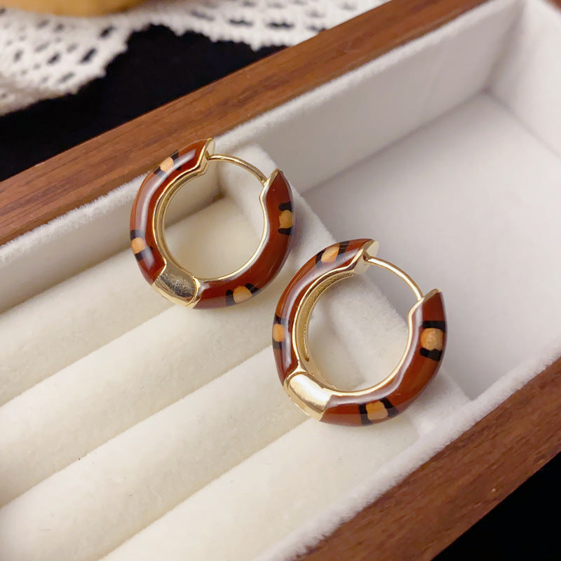 Luxury Leopard Print Round Circle Ear Cuff Earrings – Geometric Design