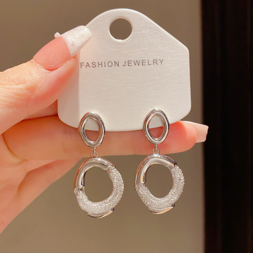 Eaioncol Mesh Geometric Drop Earrings Gold Silver