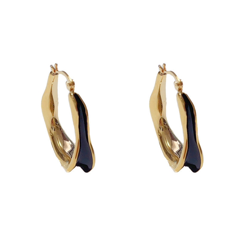 18K Gold-Plated Irregular Oil-Drop Hoop Earrings - Bold Retro Style