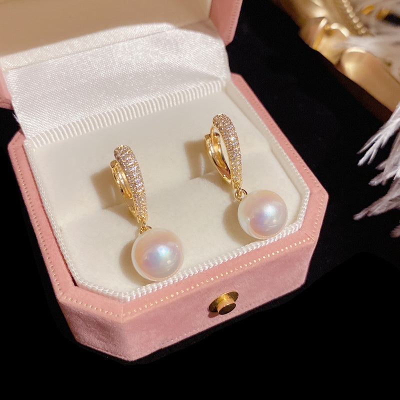 14K Gold-Plated Heart Pearl Earrings - Delicate Minimalist Studs Design