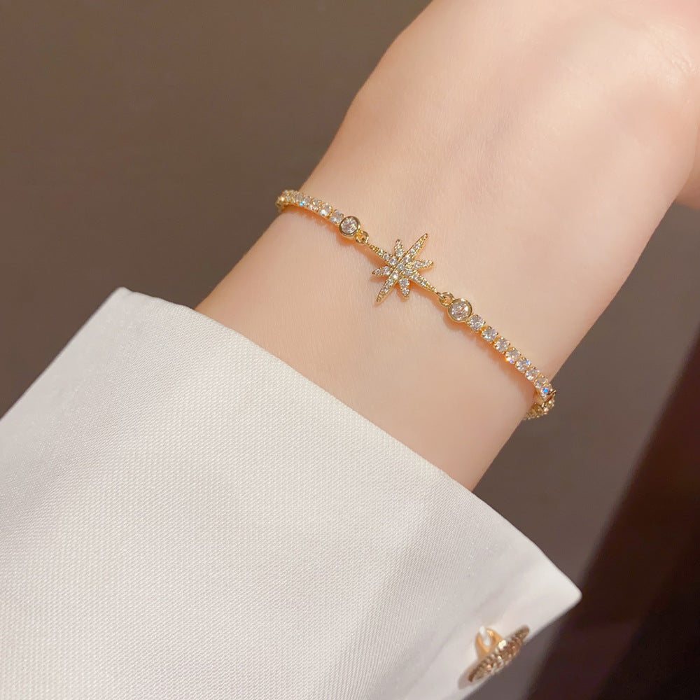 Eaioncol Star CZ Clasp Bracelet 14K Gold Plated & Silver Plated