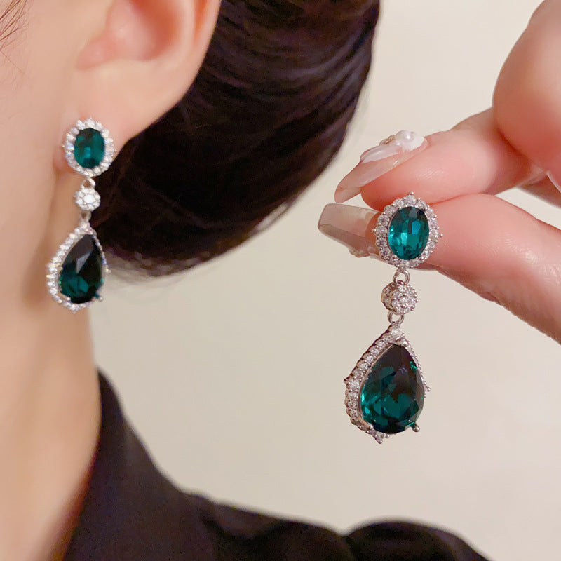 Luxury Zircon Teardrop Tassel Drop Crystal Earrings – Elegant Design