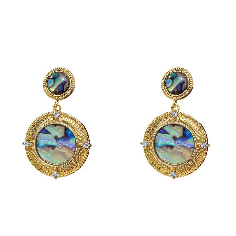Eaioncol Colorful Mother of Pearl Circle Drop Earrings Gold