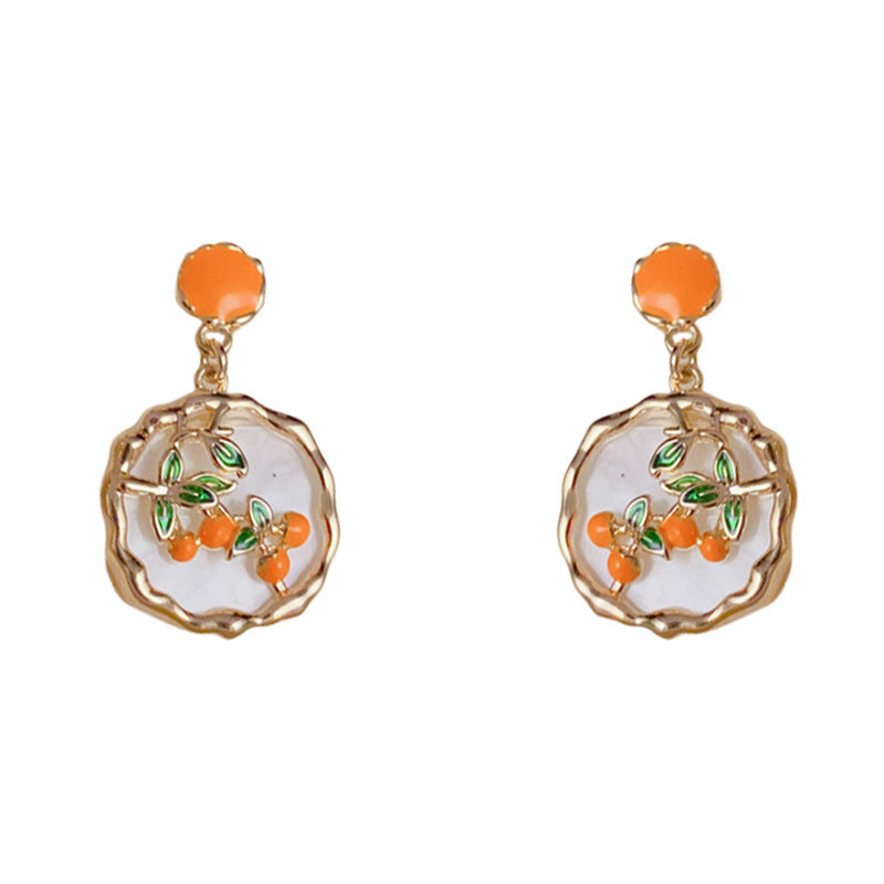 Luxury Persimmon Geometric Drop Gold Earrings – Elegant Design