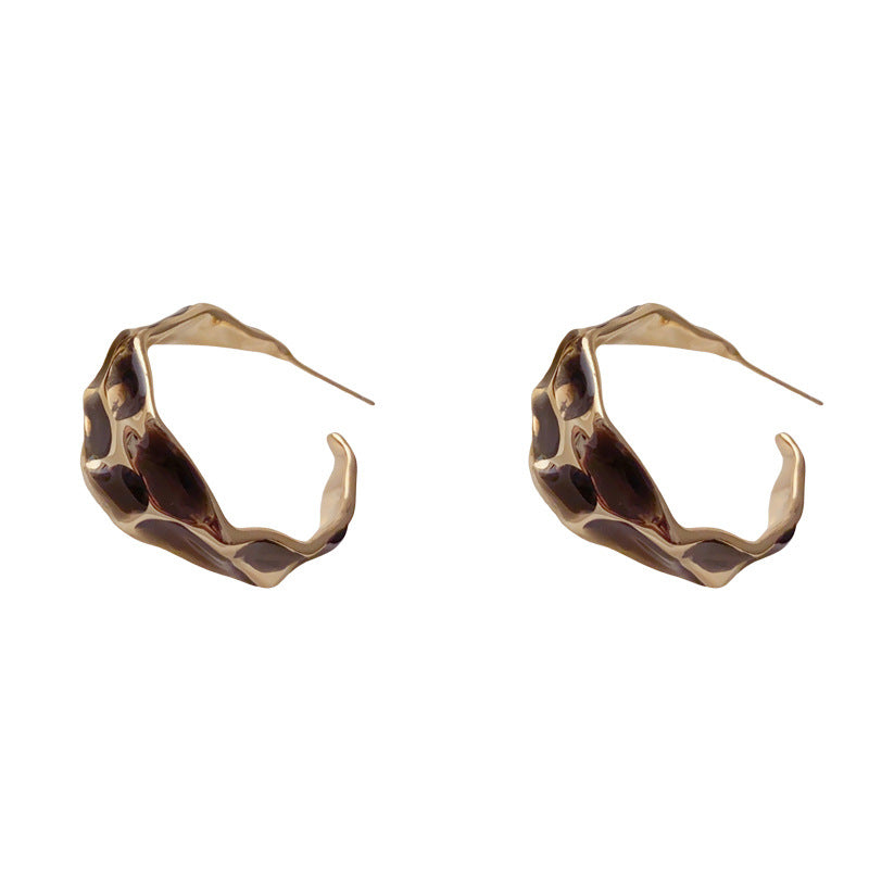 Luxury Leopard Enamel Hoop Earrings – Elegant Retro Design