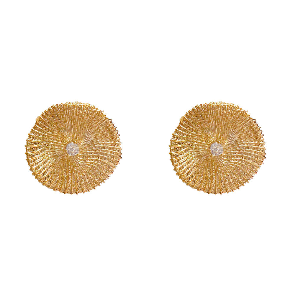 Eaioncol Wave Texture Circle Stud Earrings Gold Silver