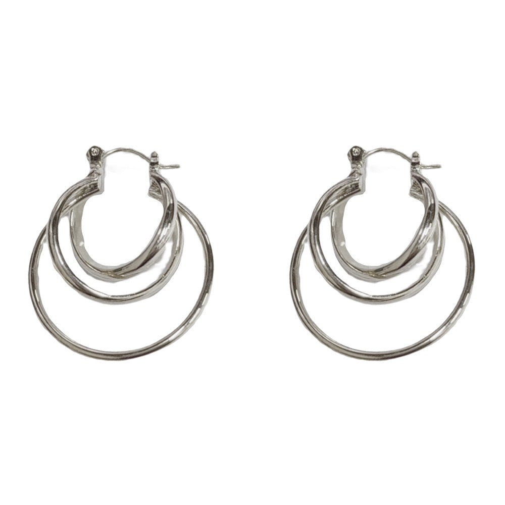 Eaioncol Layered Geometric Hoop Earrings Gold Silver