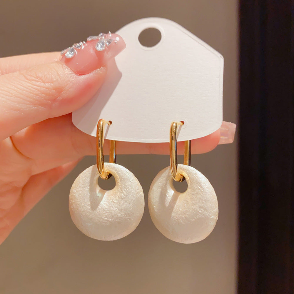 Eaioncol Cotton Pearl Round Hoop Earrings Gold