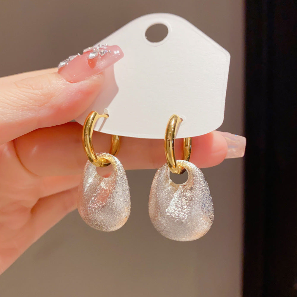 Eaioncol Two‑Tone Matte Circle Drop Earrings Gold Silver