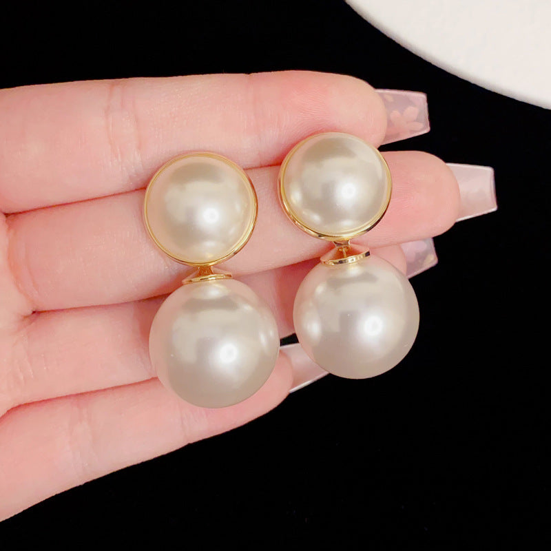 Eaioncol Geometric Large Pearl Drop Earrings Gold
