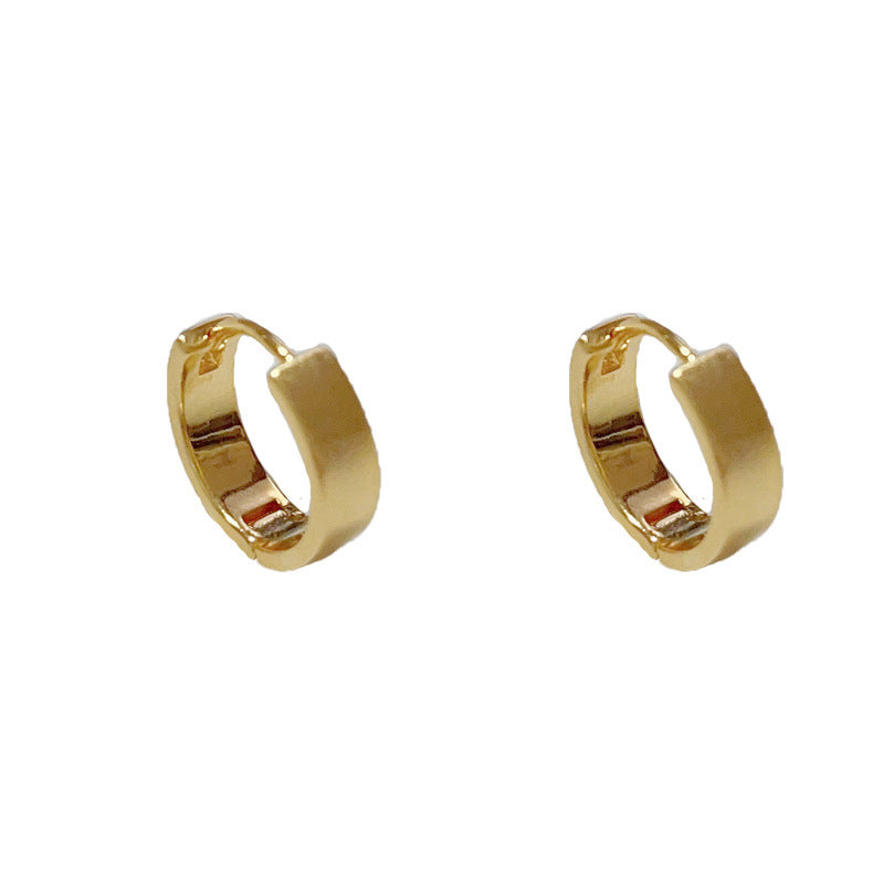 14K Gold-Plated Brushed Metal Geometric Circle Earrings