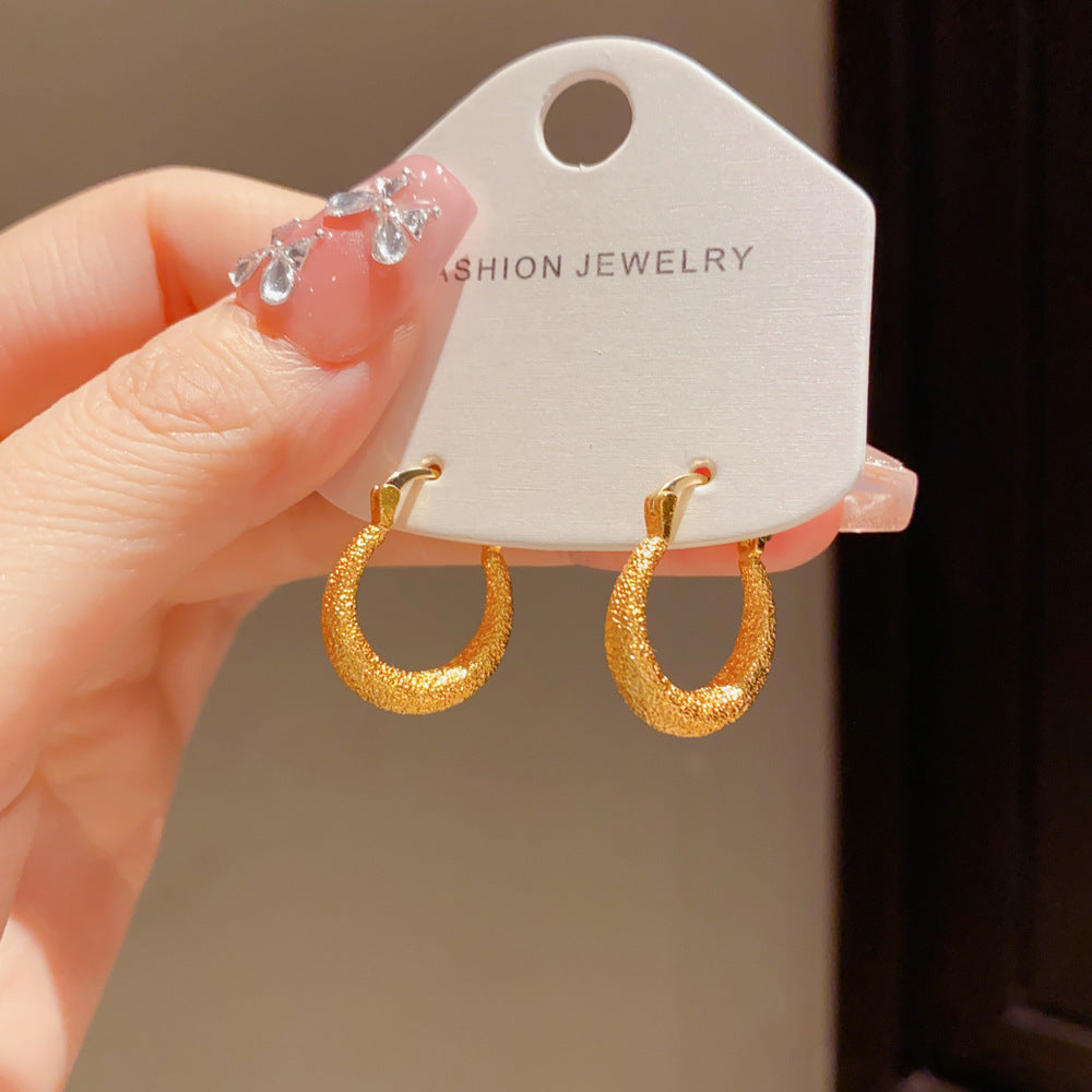 Eaioncol Matte Geometric Hoop Earrings Gold Silver