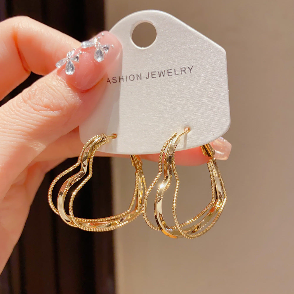 Eaioncol Layered Heart Hoop Earrings Gold Silver