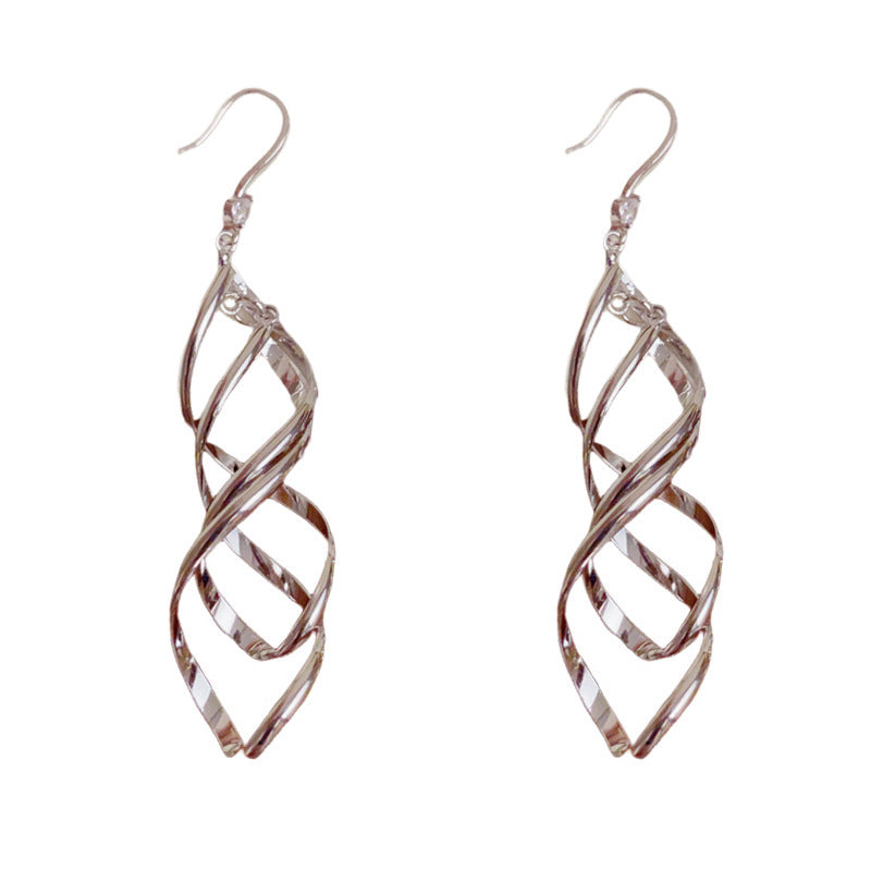 Luxury Metal Double Diamond Tassel Gold Earrings – Geometric Design