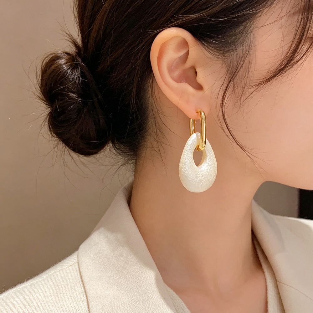 Eaioncol Teardrop Cotton Pearl Hoop Earrings Gold Silver