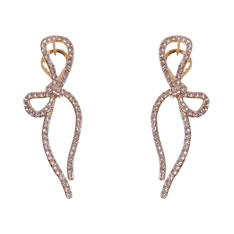 Luxury Full-Zircon Bow Long Tassel Ear Cuff – Ultra-Sparkle Design