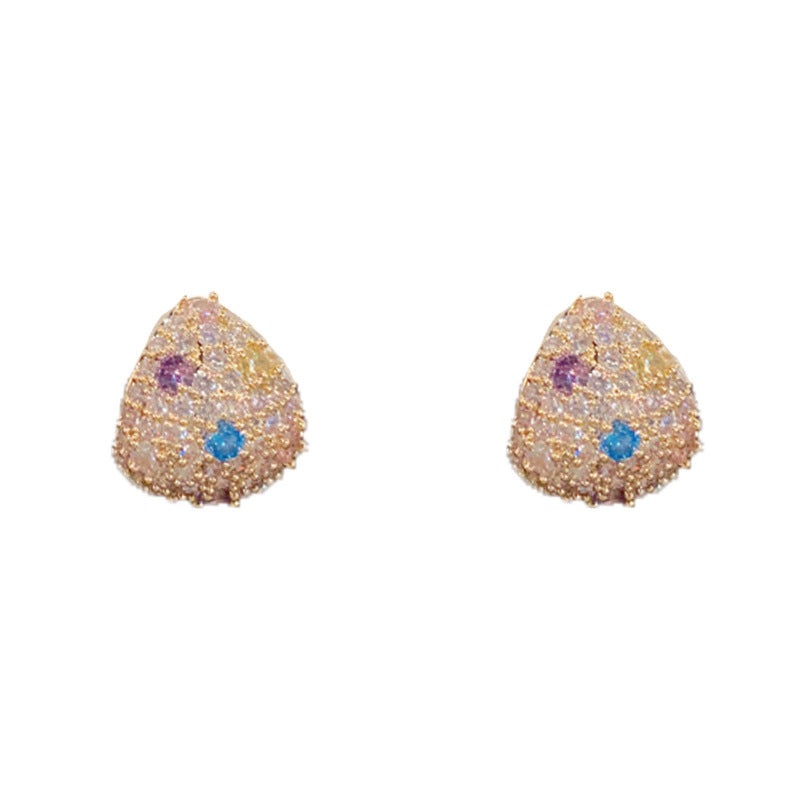 Elegant Colorful Zircon Teardrop Stud Earrings – Minimalist Design