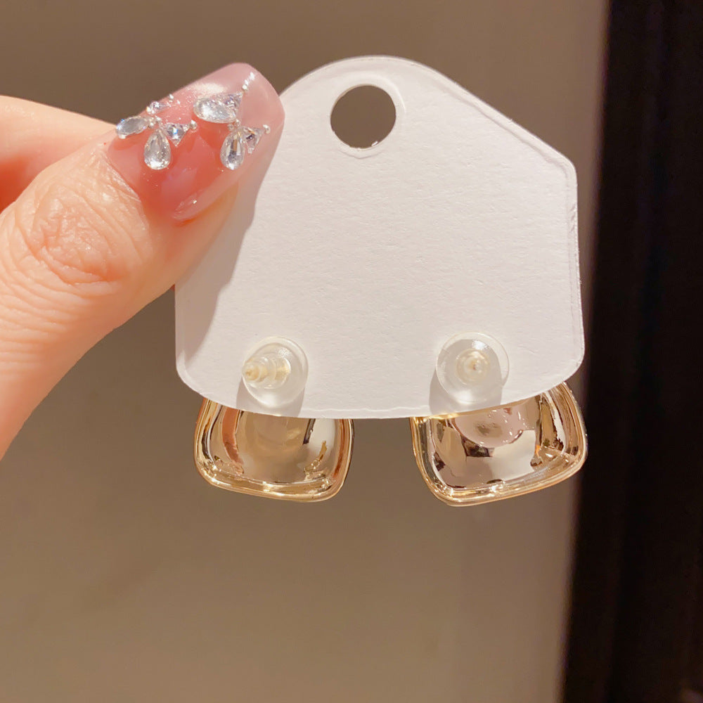 Eaioncol Irregular Leopard Square Stud Earrings Gold