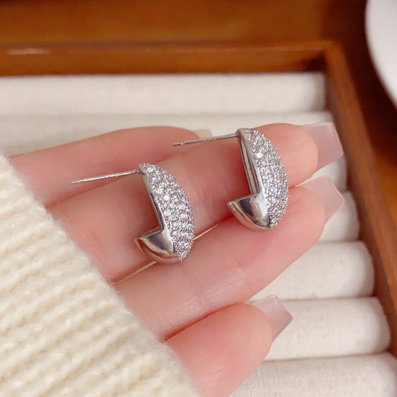 Elegant Micro-Zircon Teardrop Stud Earrings – Geometric Design
