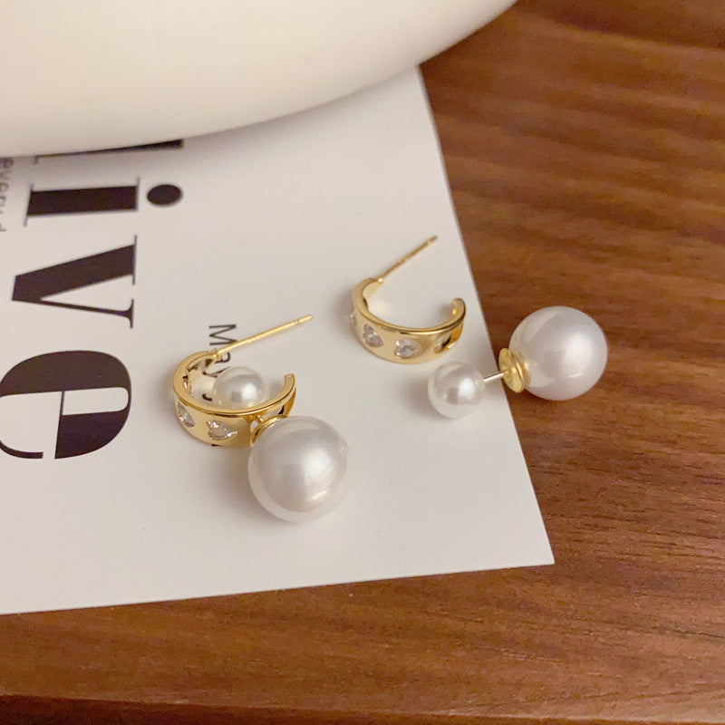 Versatile Multi-Wear Zircon & Pearl Stud Earrings – S925 Silver Needle