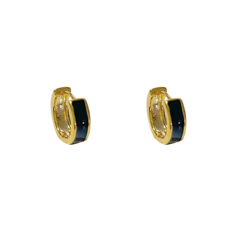 14K Gold Plated Drip Oil Round Hoop Earrings - Luxe Minimalist Design