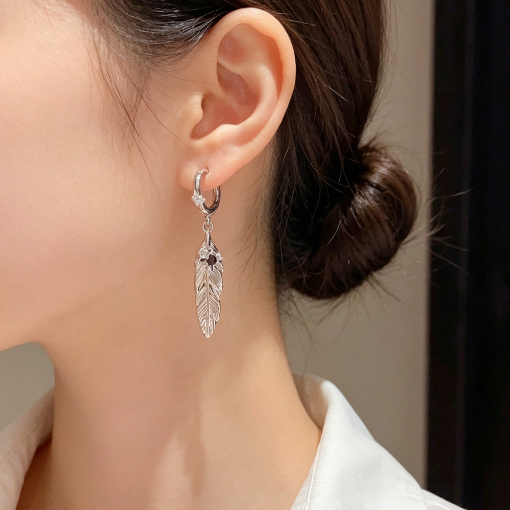Eaioncol Feather Tassel Hoop Earrings 14K Gold & Silver Plated