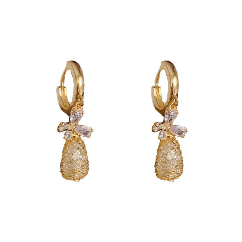 French-Style Zircon Butterfly Waterdrop Earrings – S925 Silver Needle