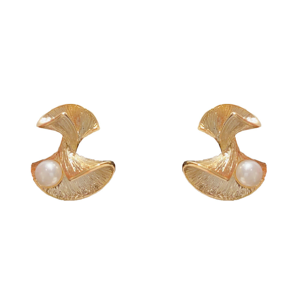 Eaioncol Twisted Skirt Stud Earrings 14K Gold Plated