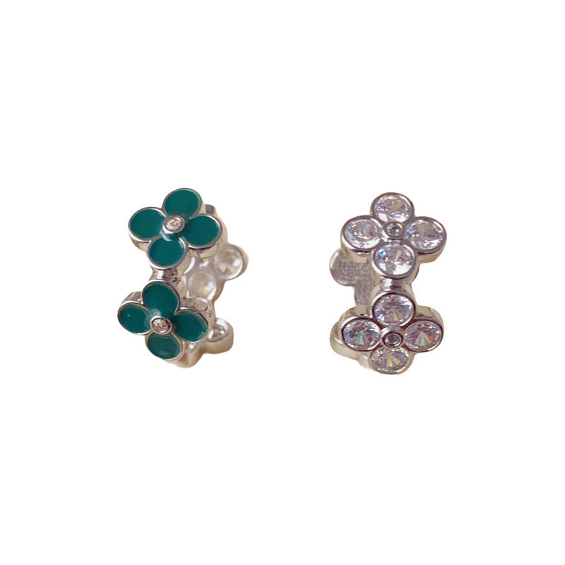 Luxury Double-Sided Zircon Four-Leaf Clover Ear Cuff – Elegant Design