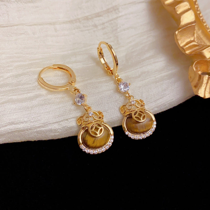 Elegant Zircon Money Bag Tassel Ear Cuff Earrings – Geometric Design