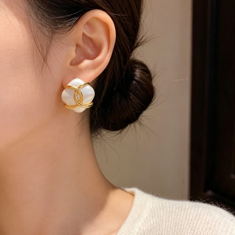 Eaioncol Brushed Two-Tone Wrap Hoop Earrings Gold Silver