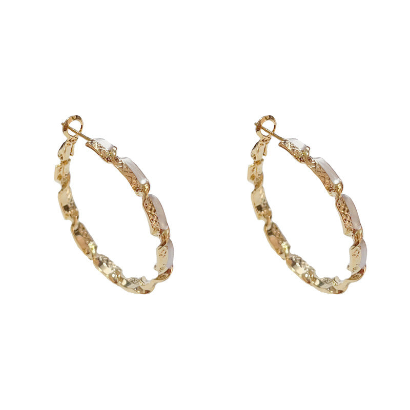 14K Gold-Plated Metal Twisted Hoop Earrings - Bold Geometric Design