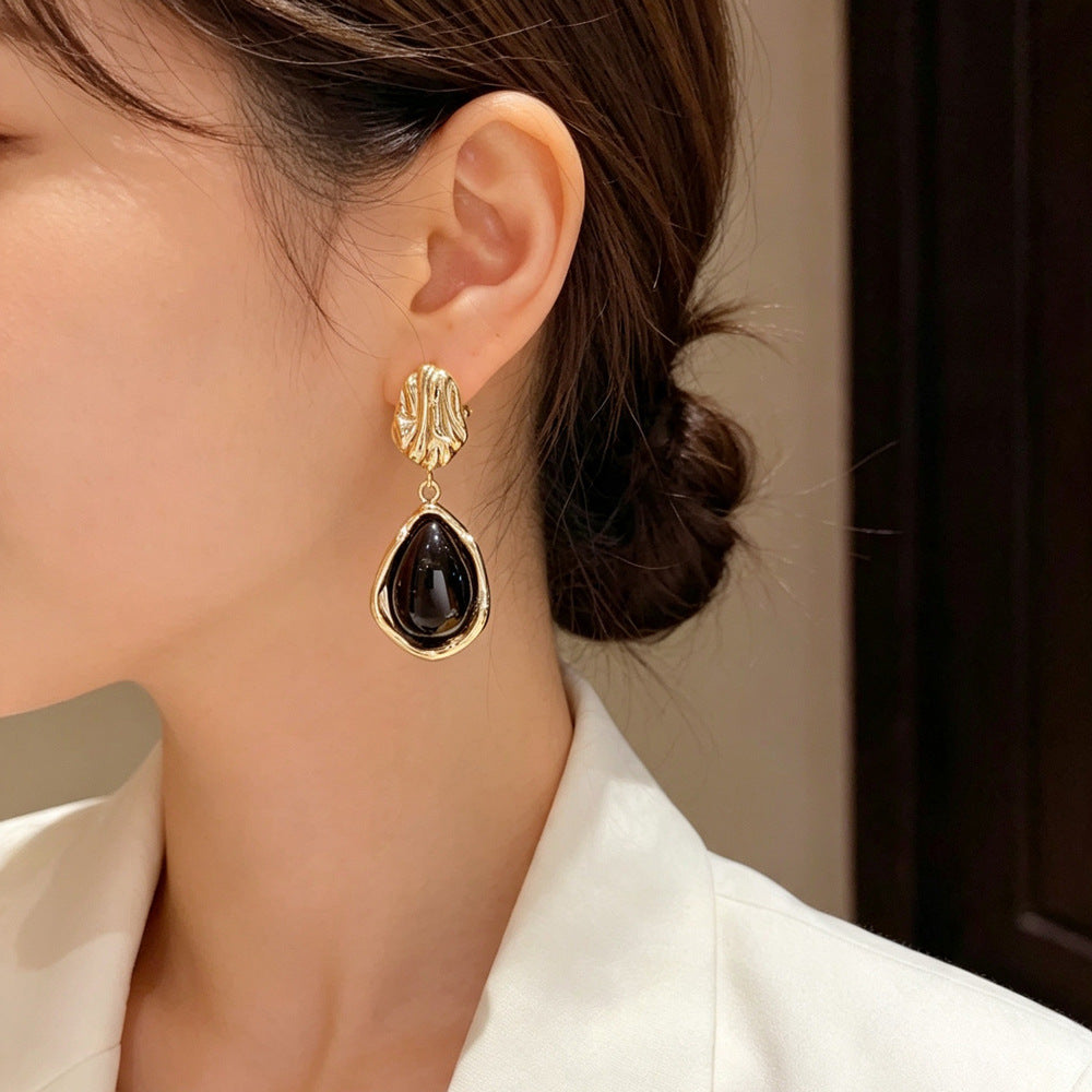Eaioncol Irregular Metal Drop Earrings Black Purple