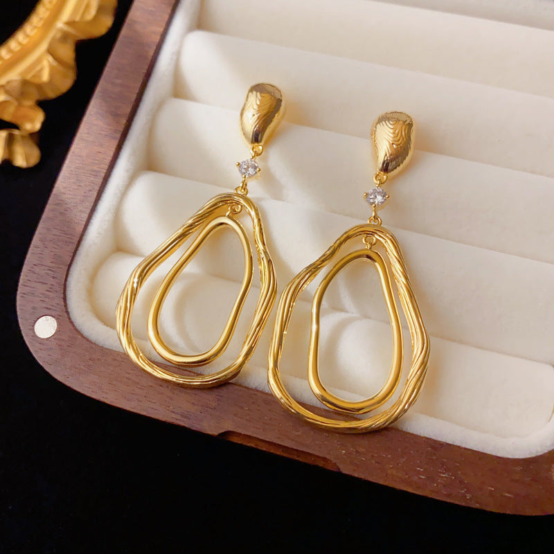 Luxury Irregular Geometric Metal Drop Earrings – Elegant Design