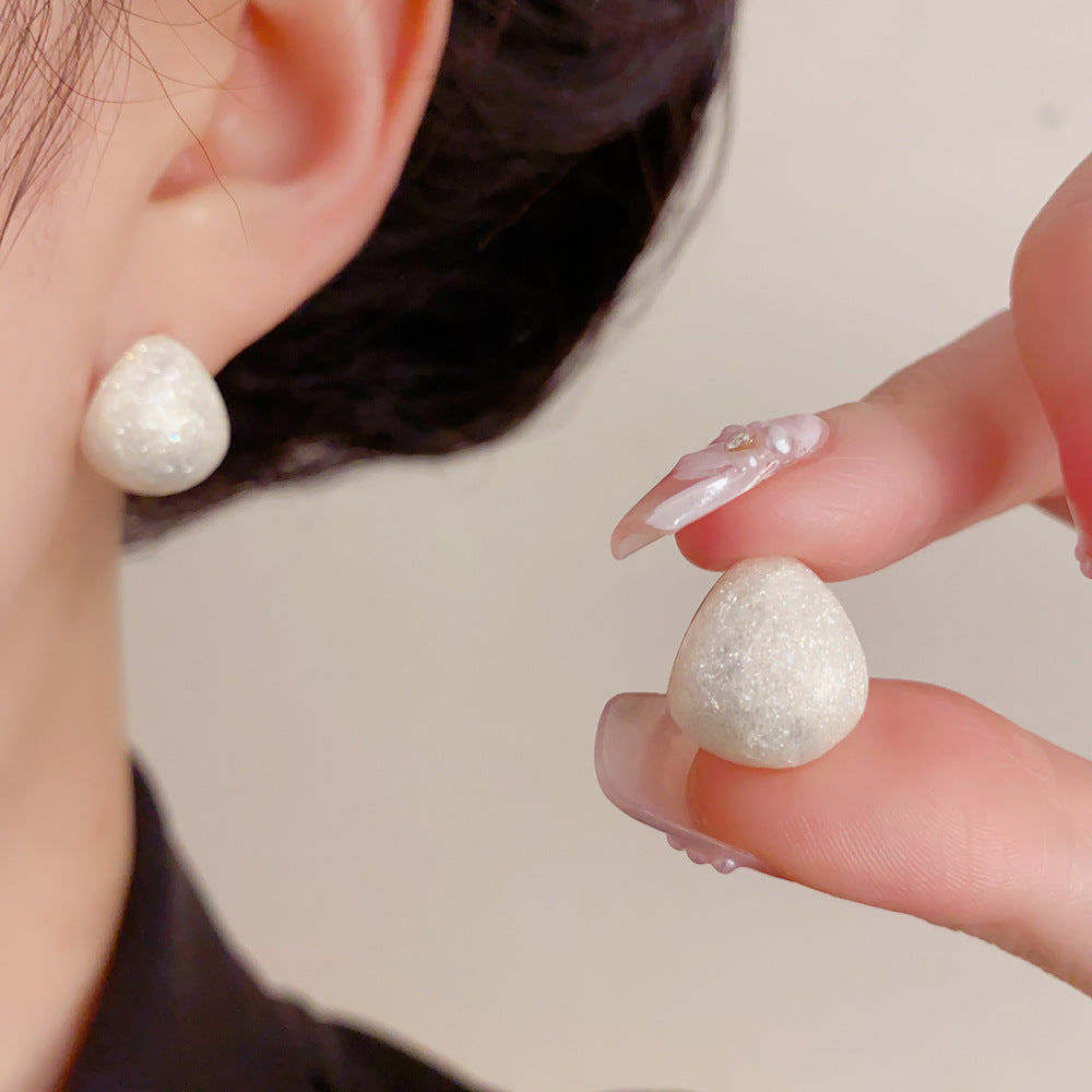 Eaioncol White Teardrop Stud Earrings Gold